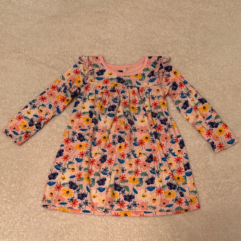 Tea Collection Pink Floral Long Sleeve Dress